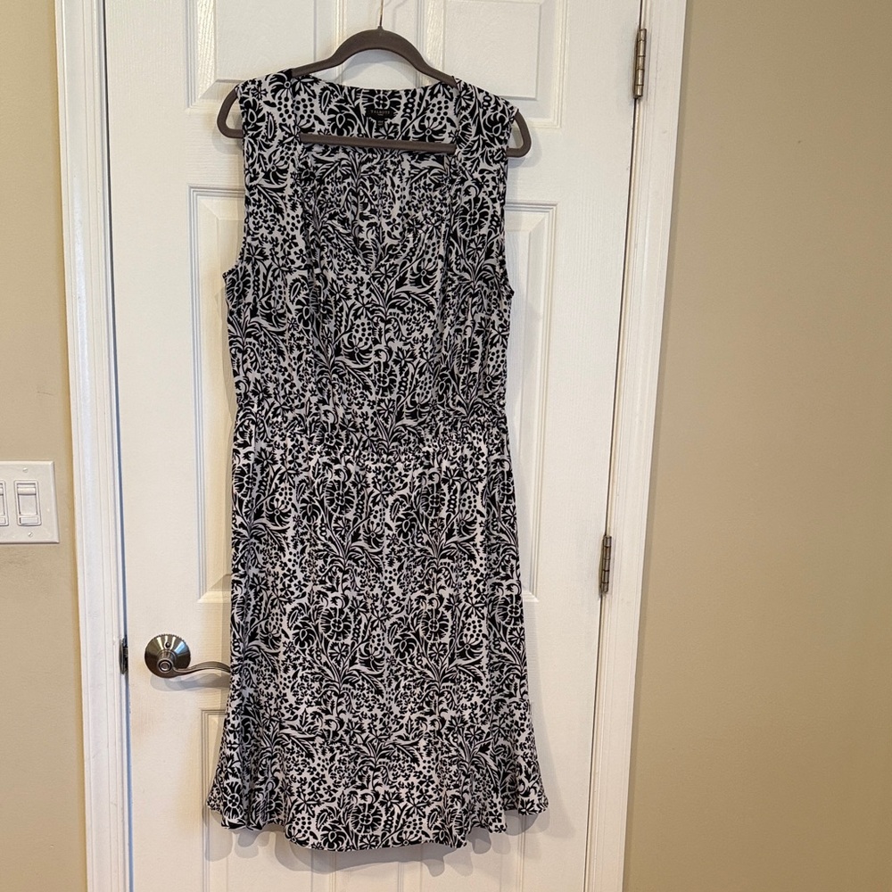 Talbots Black and White Floral Midi Sheath Dress